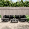 vidaXL 7-Piece Outdoor Lounge Set - Anthracite Modern Patio Furniture with Steel Frame, Woven Fabric, Thick Cushions, and Modular Design - 2 of 4