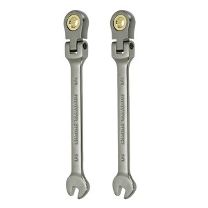 Unique Bargains Chrome Vanadium Steel SAE Box End 72 Teeth Ratchet Combination Wrenches 2 Pcs - 1 of 4