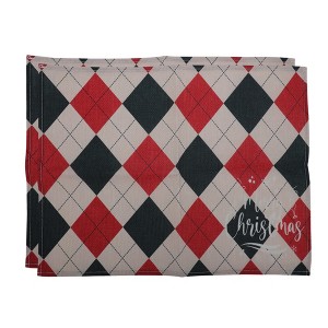 Unique Bargains Christmas Place Mats Diamond-Pattern Linen 13"x17.7" 2 Pcs - 1 of 4