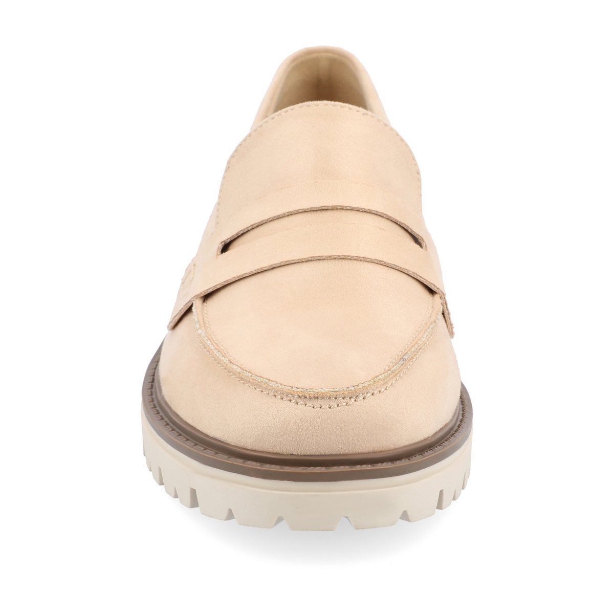 Женские туфли Journee Collection Women's Kenly Medium and Wide Width Slip On Round Toe Loafer Flats, Sand 8W — фото 6
