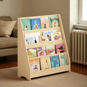 Mshliw 4-Tier Kids Bookshelf, Wooden Toddler Book Display and Toy Storage Organizer for Bedroom, Playroom, or Classroom - 1 of 4