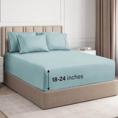6 Piece Sheet Set - Extra Deep Pocket for 18"-24" Mattresses & Extra Pillowcases - CGK Linens