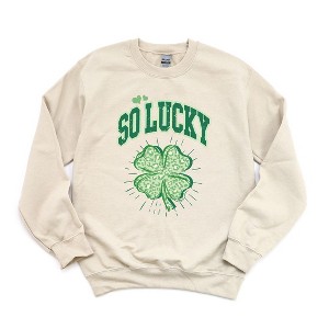 Simply Sage Market Women's Graphic Sweatshirt So Lucky Cheetah Shamrock - 1 of 3