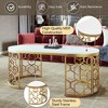 Okak Modern Coffee Table Set of 2 Nesting Tables, Round Side Table for Living Room, Accent Table with Marbling Top Gold Base - 4 of 4