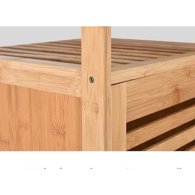 Natural Bamboo Multi-Tier Revolving Shoe Rack Cabinet
