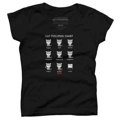 Girl's Design By Humans Cat Feelings Chart By Tingsy T-Shirt