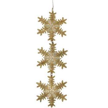 Kurt S. Adler 6.75" Gold and Silver Glittered Snowflake Trio Christmas Ornament