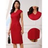 INSPIRE CHIC Women's V Neck Cap Sleeve Office Business Elegant Back Slit Sheath Midi Dresses - 2 of 4