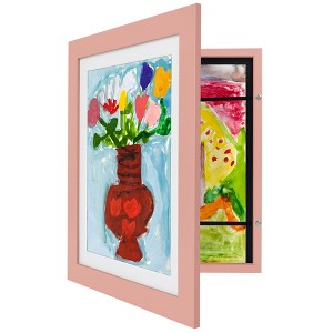 Americanflat Kids Art Frame 10x12.5 inches with 8.5x11 inches Mat - Composite Wood And Glass - Holds 100 Artworks - 1 of 4