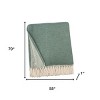 HomeRoots 55" X 70" Sage And White Cotton Blend Woven Chevron Plush Throw Blanket with Fringe - 3 of 4