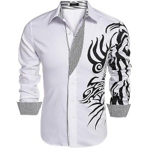 COOFANDY Men's Print Button Down Dress Shirt Fashion Long Sleeve Casual Shirts S-XXXL - 1 of 4