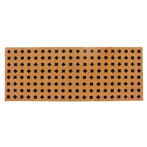 Entryways 60"x24" Positivity All-Natural Coconut Fibers Door Mat Black and Natural: Indoor/Outdoor, PVC Backed, Shake Clean - 1 of 3