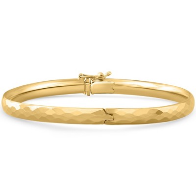 Pompeii3 5mm Hammered Bangle Bracelet 18k Yellow Gold Over Silver