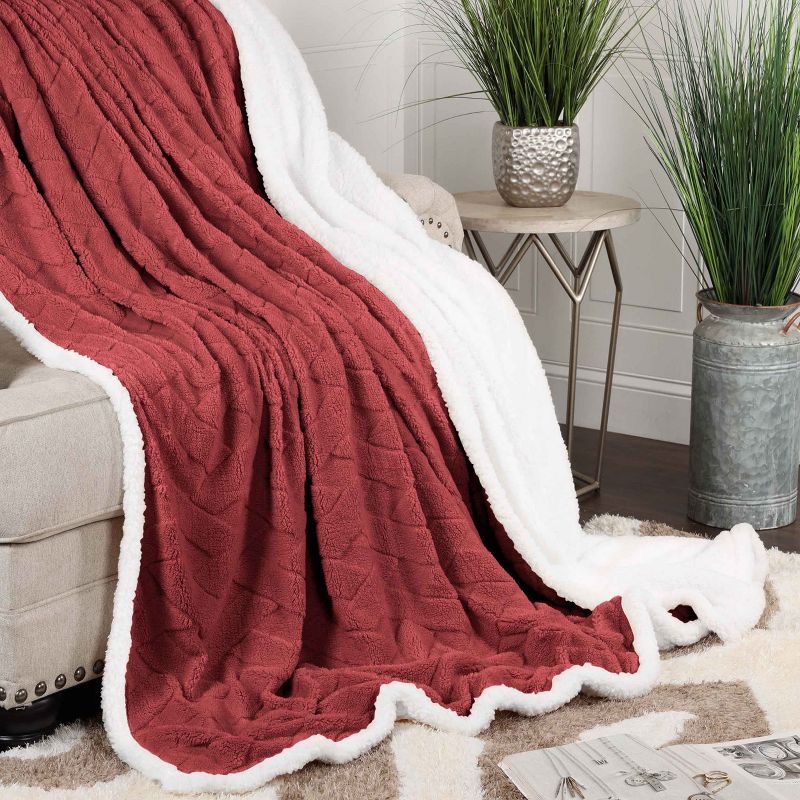 Nuuk Jacquard Lattice Fleece Plush Reversible Throw Blanket Medium Weight Fluffy Bedding by Blue Nile Mills, 5 of 7