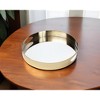 HomeRoots 15" Gold And Mirrored Glass Round Metal Tray With Handles - 2 of 4