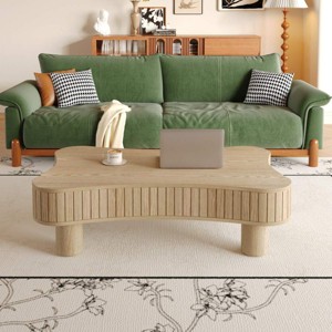 Lift Top MDF Wood Coffee Table with Hidden Storage and Fluted Panels, 42'' Farmhouse Rectangular Coffee Table for Living Room-Coolbibila - 1 of 4