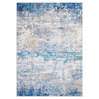 Washable Modern Abstract Rug Non Slip Low Pile Rug Soft Contemporary Throw Floor Cover Foldable Indoor Carpet for Living Room Bedroom Playroom