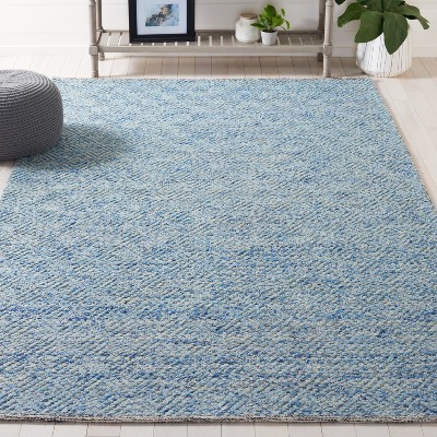 Blue Hand-Tufted Wool 8' x 10' Rectangular Area Rug