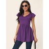 Seta T Women's Ruffle Cap Sleeve Flowy Hide Belly V Neck Babydoll Tunics T-Shirt - 2 of 4