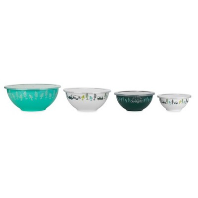 Multicolor Melamine Nesting Bowl Set with Plastic Lids