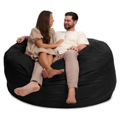 Ultimate Sack 6ft Bean Bag Chair, Oversized Comfortable Indoor Floor Lounger, Giant Foam-Filled Furniture for Relaxing, Black Suede