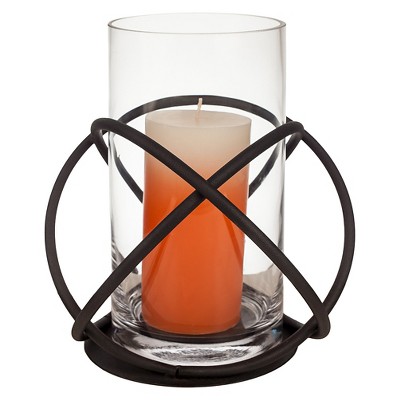 Metal & Glass Single Candle Holder Black - Danya B