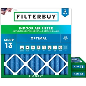 Filterbuy 30x30x2 Air Filter (3-Pack), Pleated MERV 13 Health Defense Replacement HVAC AC Furnace Filters (Actual Size: 29.50 x 29.50 x 1.75) - 1 of 4