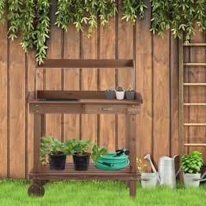 VYNXARIA  36'' Wooden Potting Bench ¨C Mobile Work Table with Sink, Drawer & Ample Storage! - 1 of 4