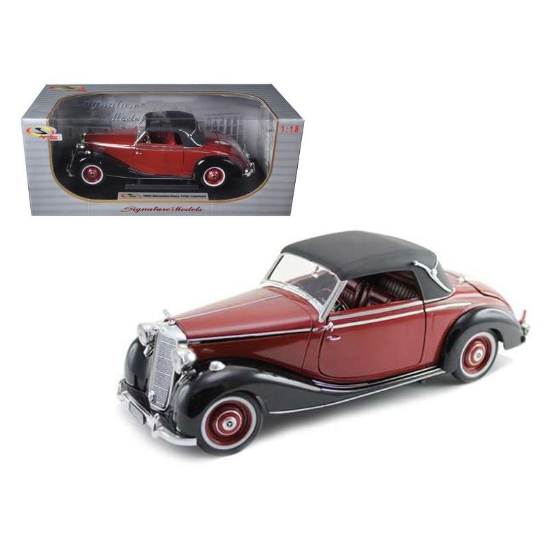 1950 Mercedes Benz 170S Cabriolet Burgundy and Black 1/18 Diecast Model Car by Signature Models, 1 of 4