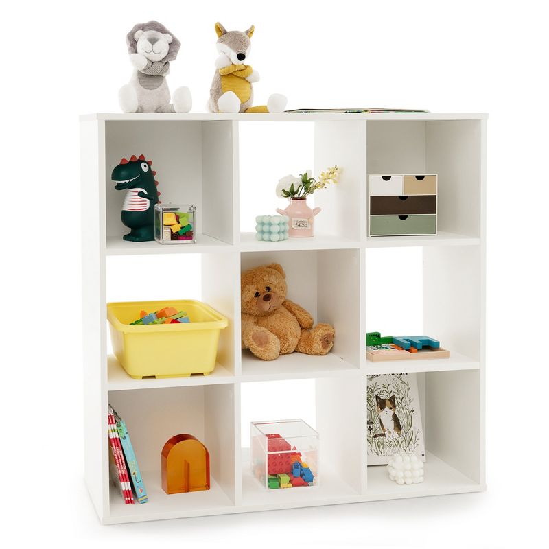 Costway 9-Cube Kids Toy Storage Organizer Wooden Children's Bookcase Display Bookshelf, 1 of 11