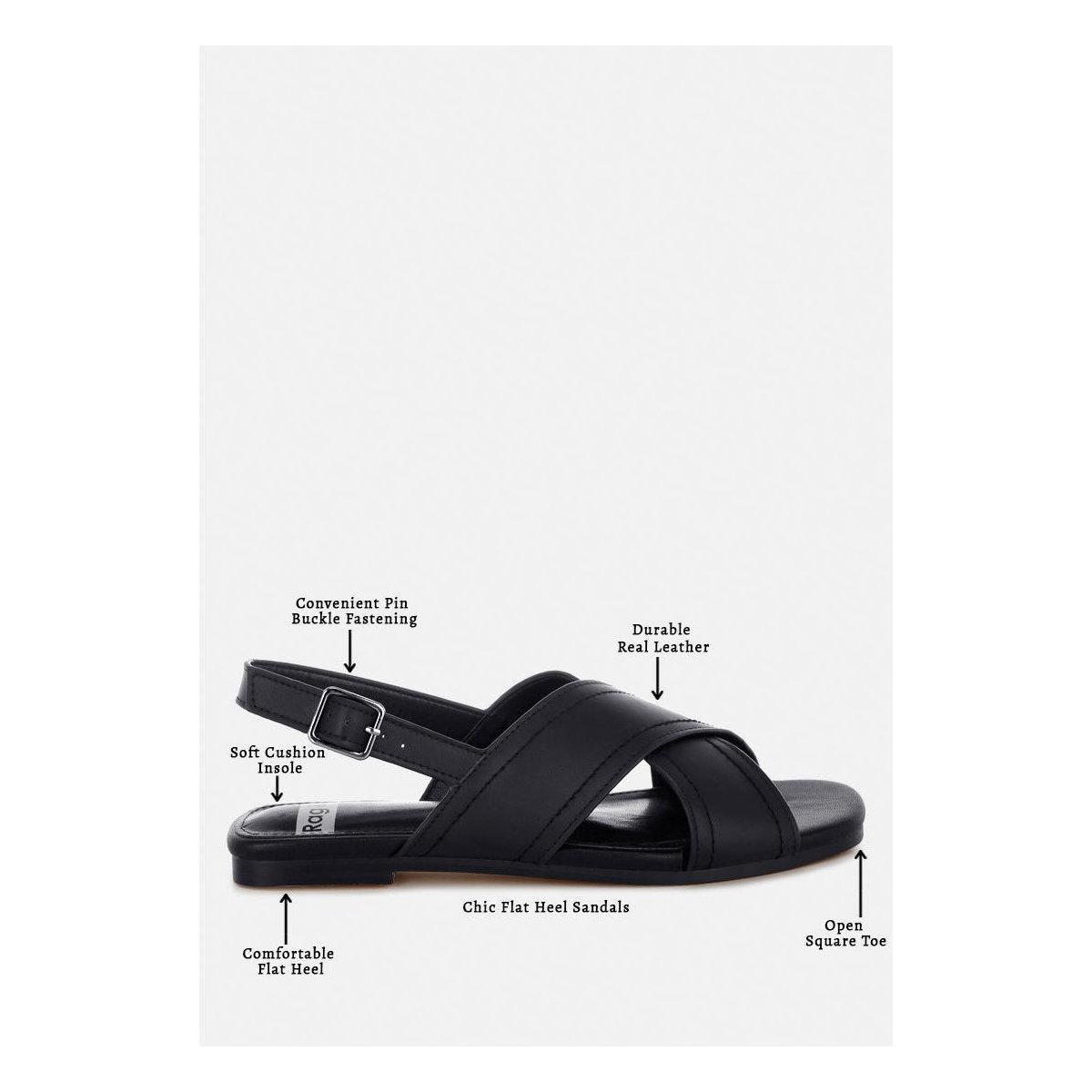 Обувь Rag & Co Womens Jamon Classic Cross-Strap Buckled Flats 9 — фото 6