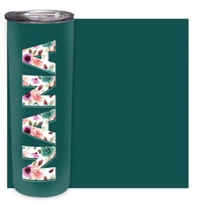 Elanze Designs Nana Floral Dark Teal 20 ounce Stainless Steel Travel Tumbler - 1 of 4