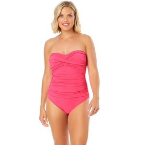 Women's Live In Color Twist Front Shirred One Piece Swimsuit - 1 of 4