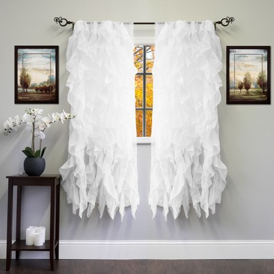 Chic Sheer Voile Vertical Ruffled Tier Window Single Panel Curtain by Sweet Home Collection®