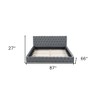 HomeRoots Gray Tufted Velvet Upholstered Queen Bed Frame - 3 of 4