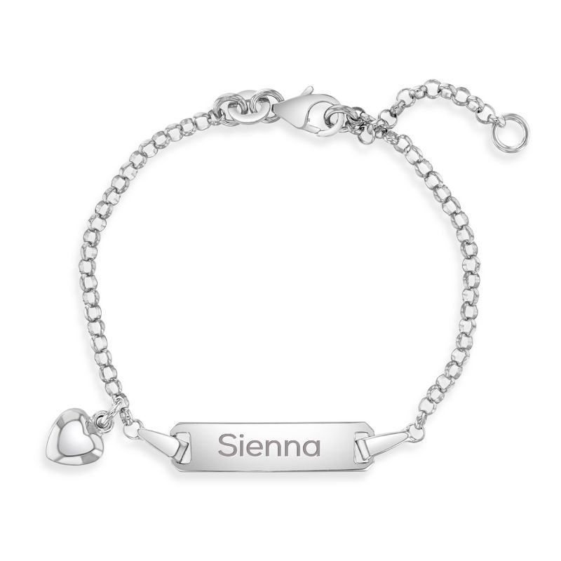 Girls' Polished Puff Heart Bracelet Sterling Silver - In Season Jewelry, 1 of 7