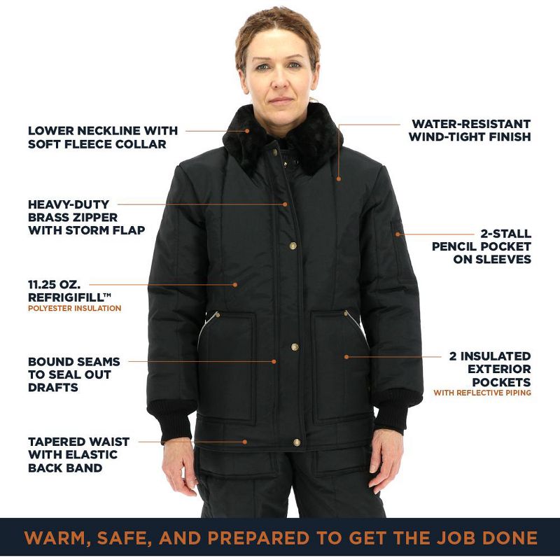 RefrigiWear Women's Insulated Iron-Tuff Polar Jacket with Soft Fleece Collar, 4 of 10