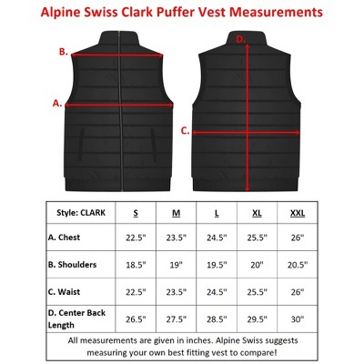 Мужские жилеты Alpine Swiss Clark Mens Puffer Vest Down Alternative Water Resistant Packable Outerwear Zip Up Pockets Warm Versatile Layer — фото 5