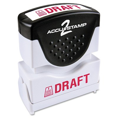 Accustamp2 Pre-Inked Shutter Stamp with Microban Red DRAFT 1 5/8 x 1/2 035585