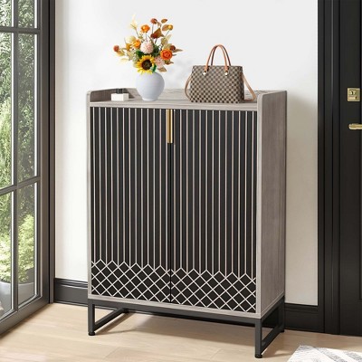UbMelt 29.52 Inch Shoe Cabinet,Modern Freestanding 5-Tier Shoe Storage Organizer with Adjustable Shelves and 2 Doors for Entryway,Hallway,Closet