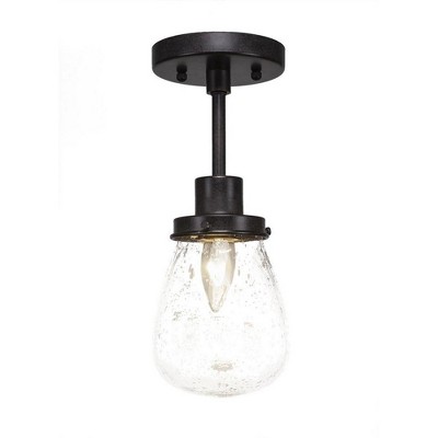 Toltec Lighting Meridian 1 - Light Flush Mount in  Dark Granite with 5" Clear Bubble Shade