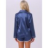 INSPIRE CHIC Women's Satin Long Sleeve Button Down Top and Shorts Silky Pajamas Set - 4 of 4