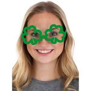 HalloweenCostumes.com One Size Fits Most   Green Shamrock Costume Glasses for Adults and Teens, Green - 1 of 4
