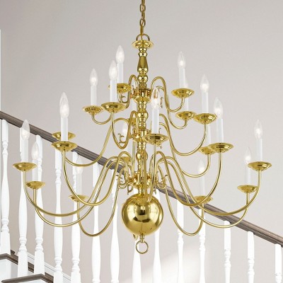 Williamsburgh 20-Light Polished Brass Colonial Chandelier