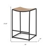 HomeRoots 26" Natural and Black Solid Wood and Iron Backless Counter Height Bar Chair - 3 of 4