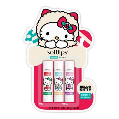 Softlips Hello Kitty Natural Lip Balm Holiday Stocking - 3pk