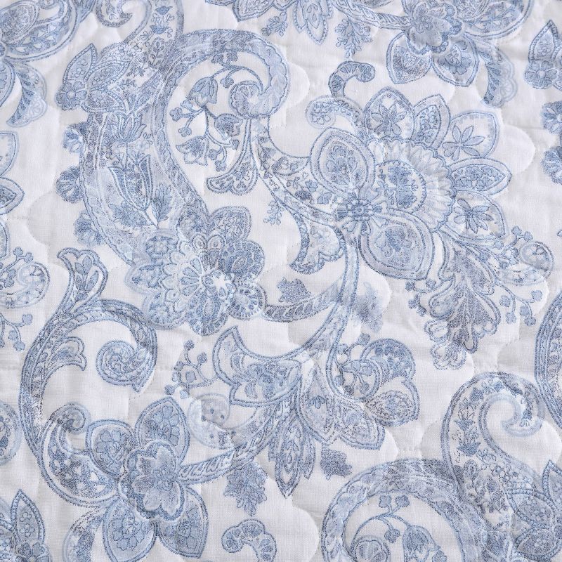 Field of Paisley Cotton Quilt Set Blue - Stone Cottage, 4 of 12