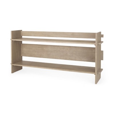 HomeRoots 76" Light Gray Solid Wood Distressed Solid Console Table With Shelf