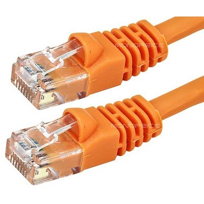 Monoprice Cat5e Ethernet Patch Cable - 25 Feet - Orange, Snagless RJ45, Stranded, 350MHz, UTP, Pure Bare Copper Wire, Crossover, 24AWG