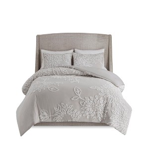 Gracie Mills Anita 3-Piece Farmhouse Tufted Cotton Chenille Floral Comforter Set - 1 of 4